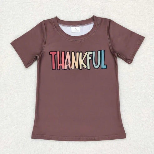 9.26 RTS Sibling Baby Boys Girls Turkey Checked Stripe Thanksgiving Tee Shirts Top