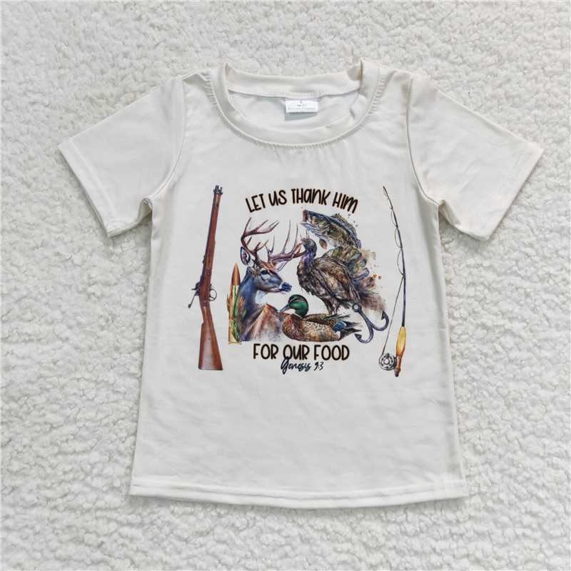 BT0340 Baby Boys Duck Hunting White Top Tee Shirts