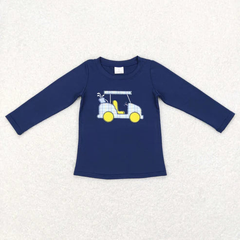 9.25 RTS Sibling Baby Boys Embroidery Trucks Golf Bus Excavators Button Zipper Shirts Tops