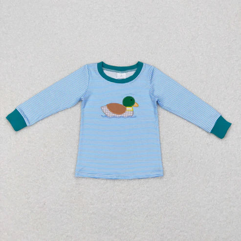 9.24 RTS Sibling Baby Boys Girls Embroidery Ducks Dogs Fishing Western Tee Shirts Top
