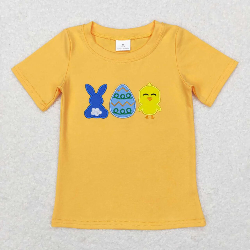 2.11 RST Sibling Boys Baby Girls Easter Cotton Embroidery Short Sleeve Shirt Tops