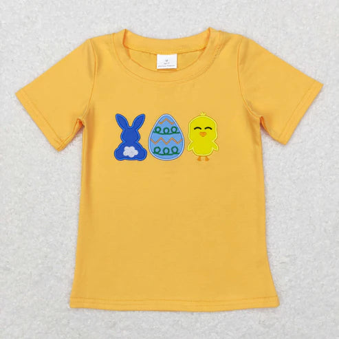 9.25 RTS Sibling Baby Boys Girls Embroidery Eggs Rabbits Cross Easter Tee Shirts Top