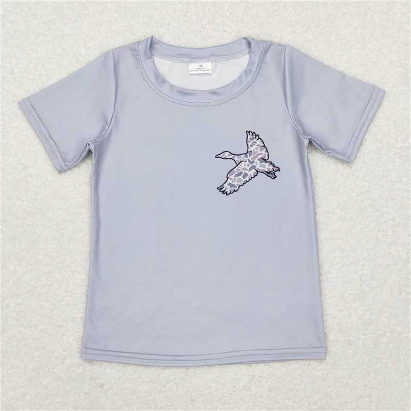 USA Shop (in stock) BT0462 Baby Boys Summer Tops Grey short sleeves camo duck boy shirt