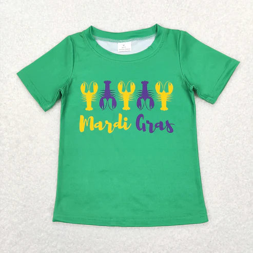 9.25 RTS Sibling Baby Boys Girls Mardigras Crayfishes Tee Shirts Top