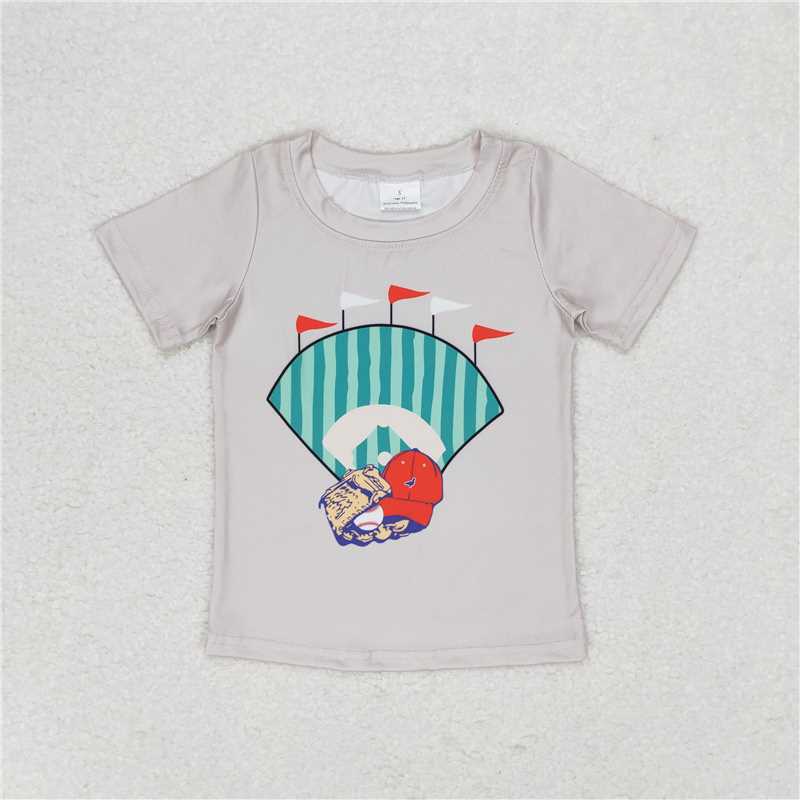 5.09 BT0629 RTS NO MOQ Baby Boys Summer Tops Khaki short sleeves baseball kids boys shirt
