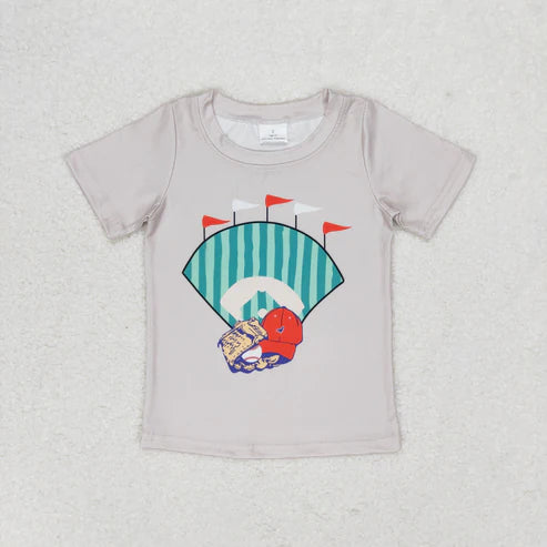 9.25 RTS Sibling Baby Boys Girls Footballs Baseballs Team Tee Shirts Top