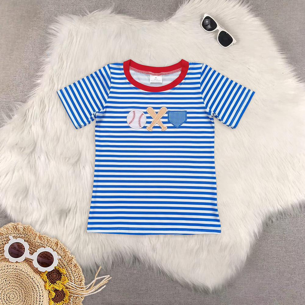 8.16 RTS Sibling Flutter sleeves stripe baseball baby girls top