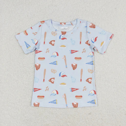 9.25 RTS Sibling Baby Boys Girls Footballs Baseballs Team Tee Shirts Top