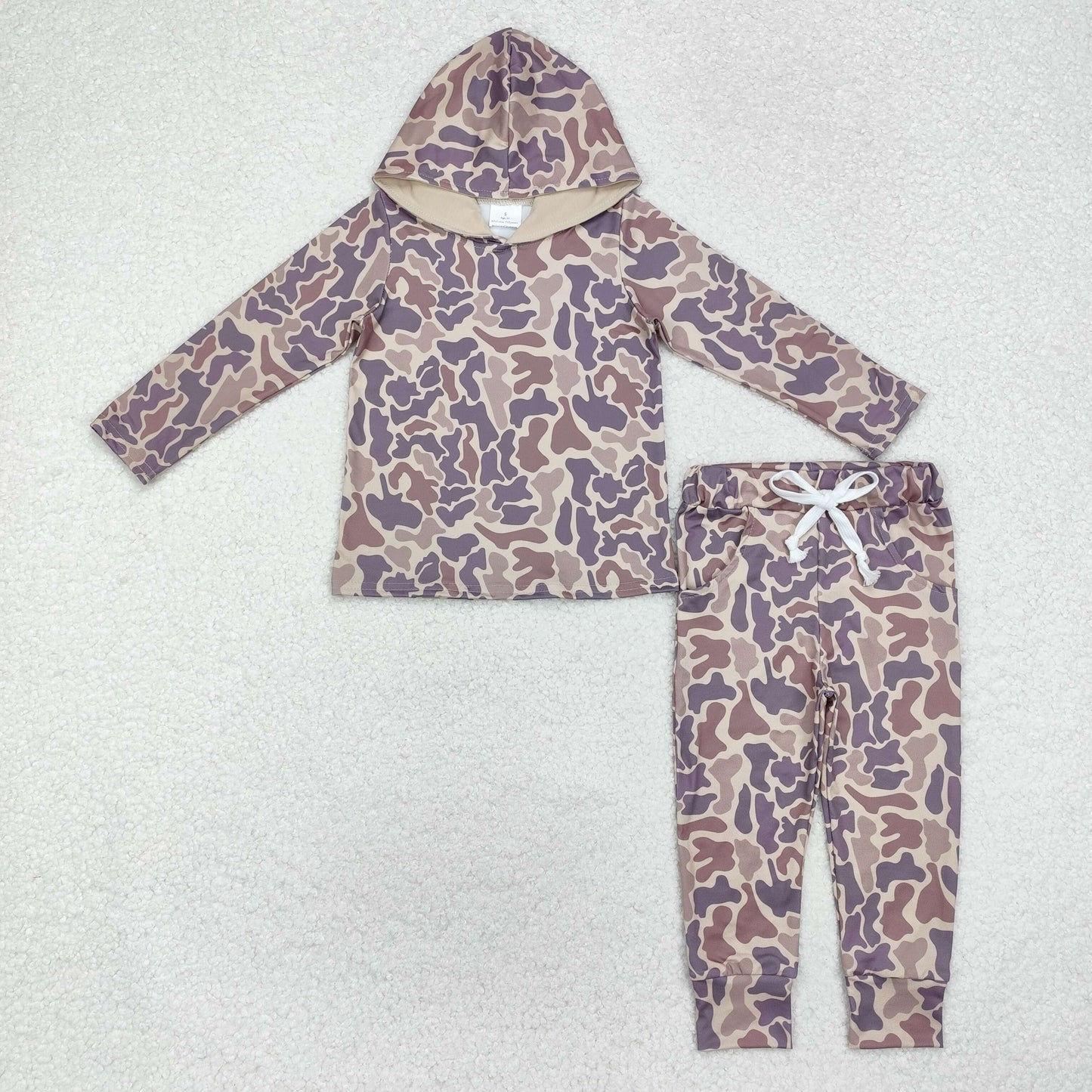 RTS Camouflage light brown hooded long-sleeved top trousers sets