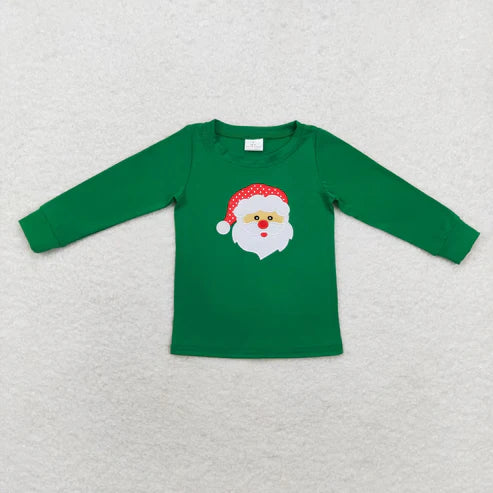 9.25 RTS Sibling Baby Boys Girls Embroidery Santa Trees Deer Christmas Tee Shirts Top