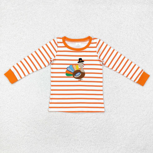 9.25 RTS Sibling Baby Boys Girls Embroidery Turkey Thanksgiving Tee Shirts Top