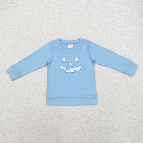 9.25 RTS Sibling Baby Boys Girls Embroidery Ghost Pumpkins Halloween Tee Shirts Top Rompers