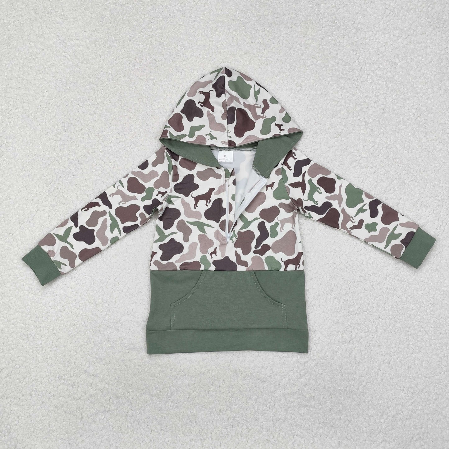 BT0914 Long sleeves duck dog camo pocket kids hunting hoodie