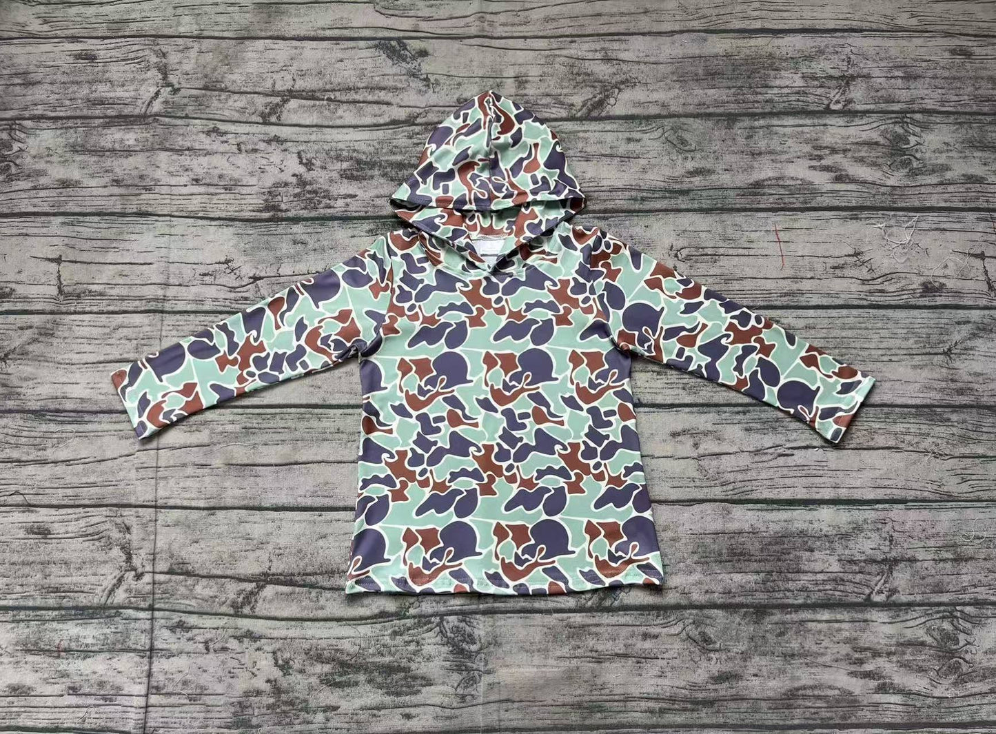 BT0918Boys and Kids' Trendy Mint Camo Long Sleeve Hoodie