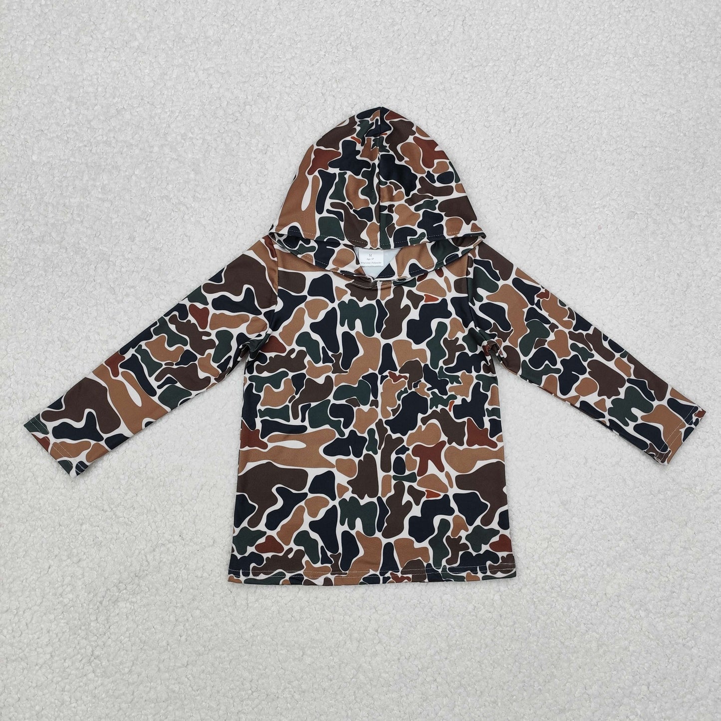 BT0921 Camouflage beige hooded long-sleeved top