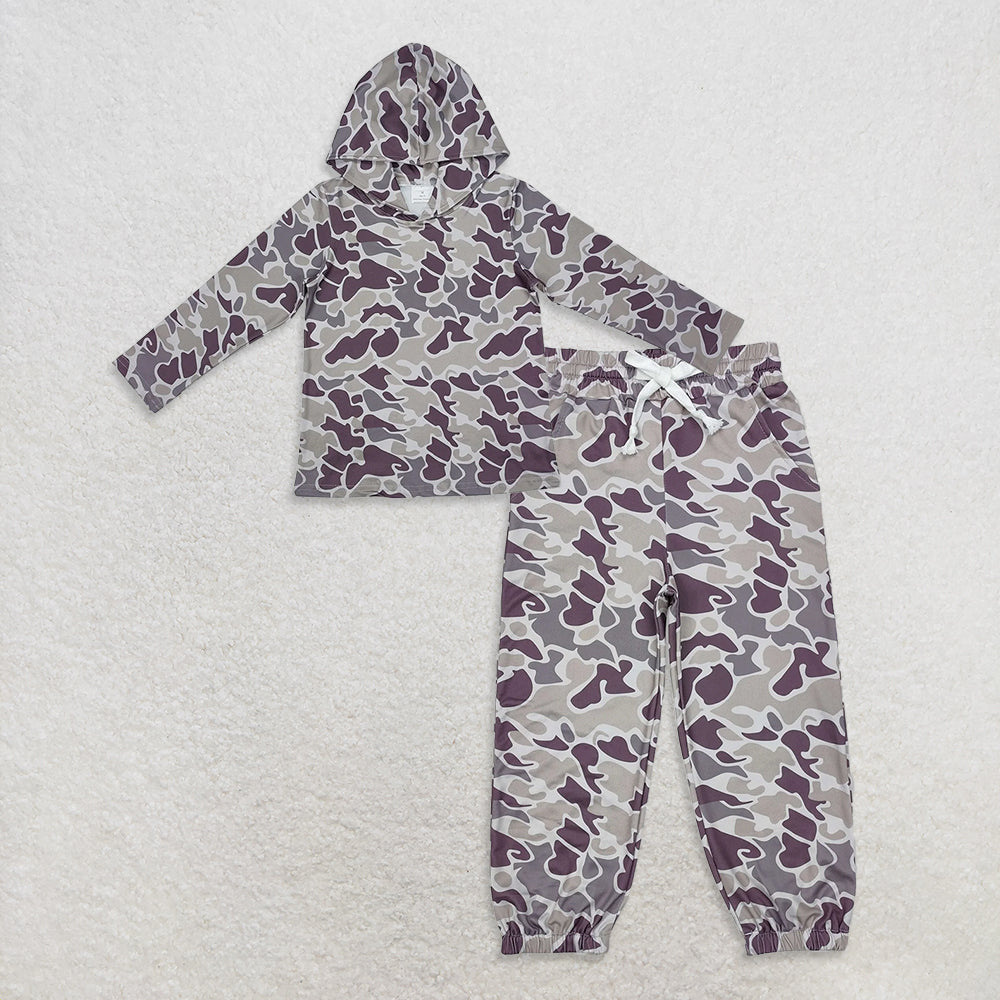 9.27 RTS NO MOQ (In stock)BT0923 + P0652 Baby Boys Grey Camo Long Sleeve Hooded Tops Bottoms Pants