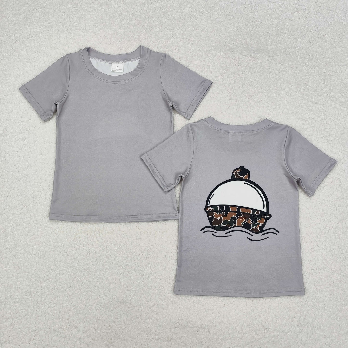 BT0961 Short sleeves grey camo slip float fishing boys shirt