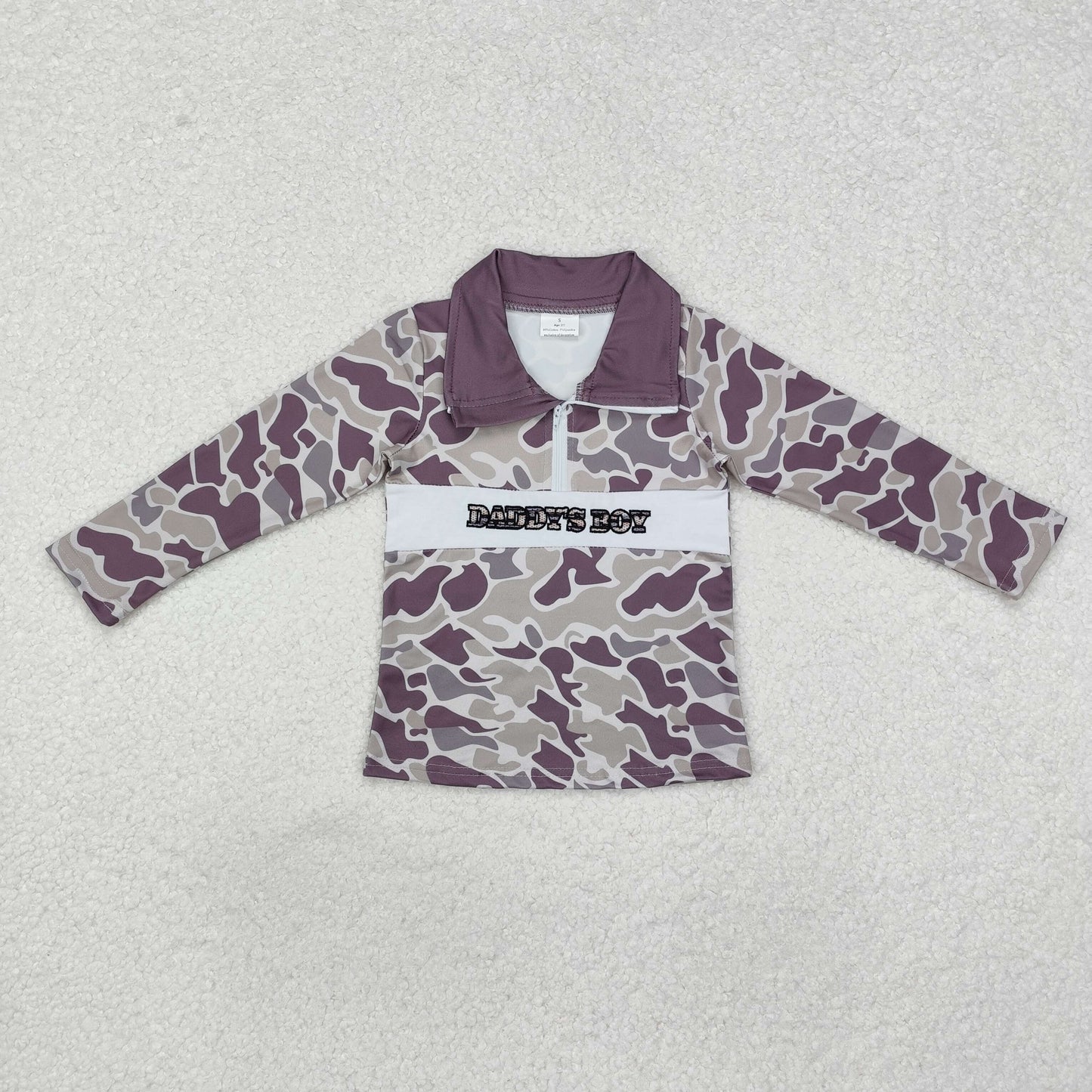 BT1001 Baby Boys Daddy's Boy Green Camo Zip Tee Shirts Tops preorder