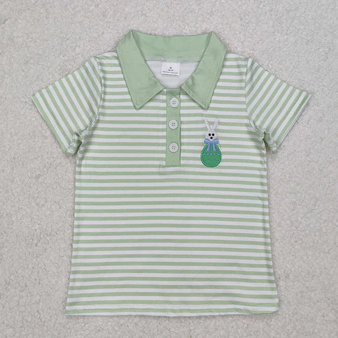 9.25 RTS Sibling Baby Boys Embroidery Eggs Rabbits Cross Easter Polo Shirts Tops