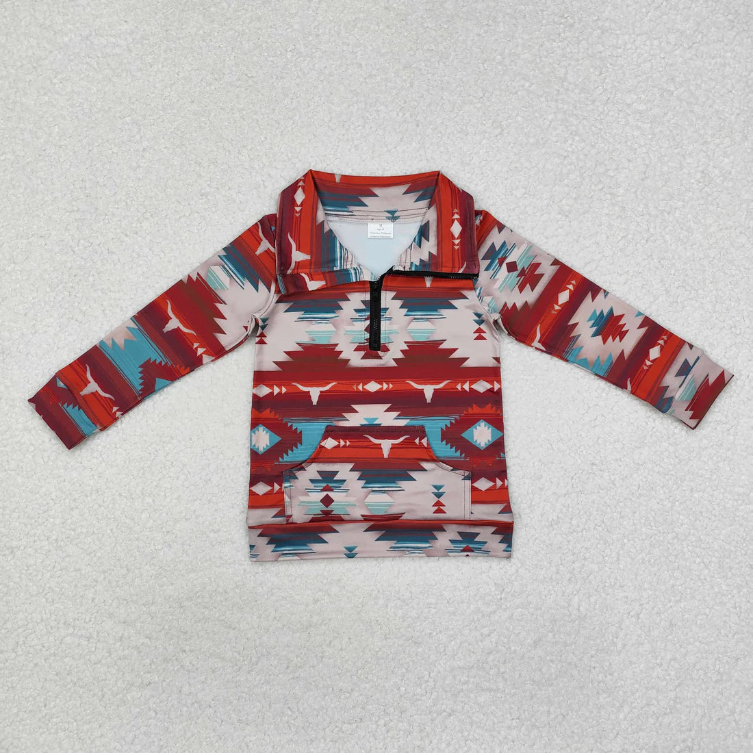 10.3 RTS Sibling Baby Boys Western Aztec Long Sleeves Zipper Pullover Tops