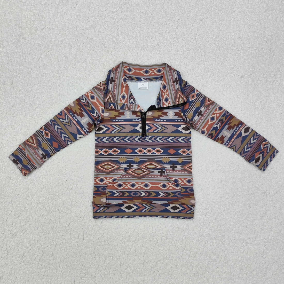 10.3 RTS Sibling Baby Boys Western Aztec Long Sleeves Zipper Pullover Tops