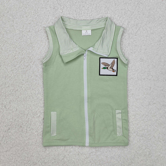 BT1071  Sleeveless duck print baby boy zip vest