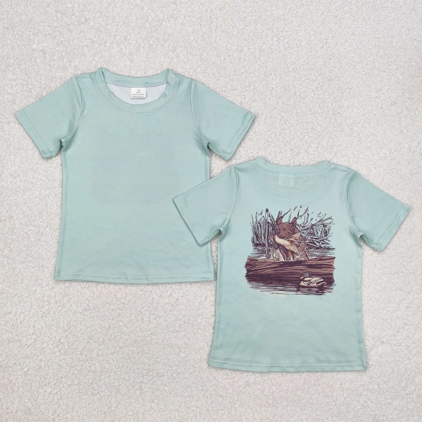 BT1081 Short sleeves dog duck kids boys hunting shirt