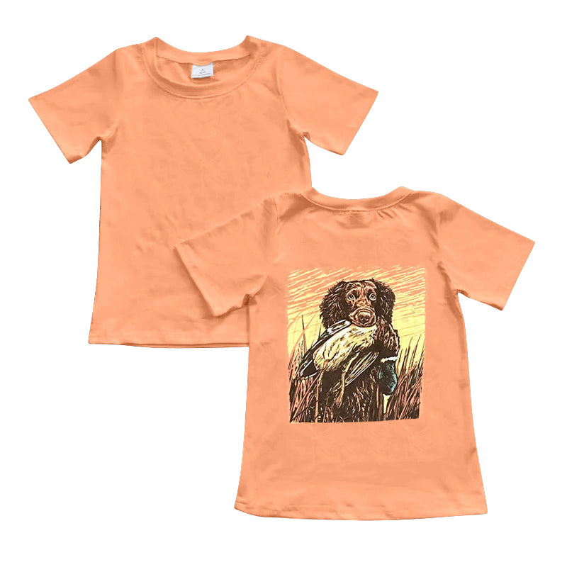 Baby Boys Orange Dog Duck Hunting Tee Shirts Tops Preorder BT1084