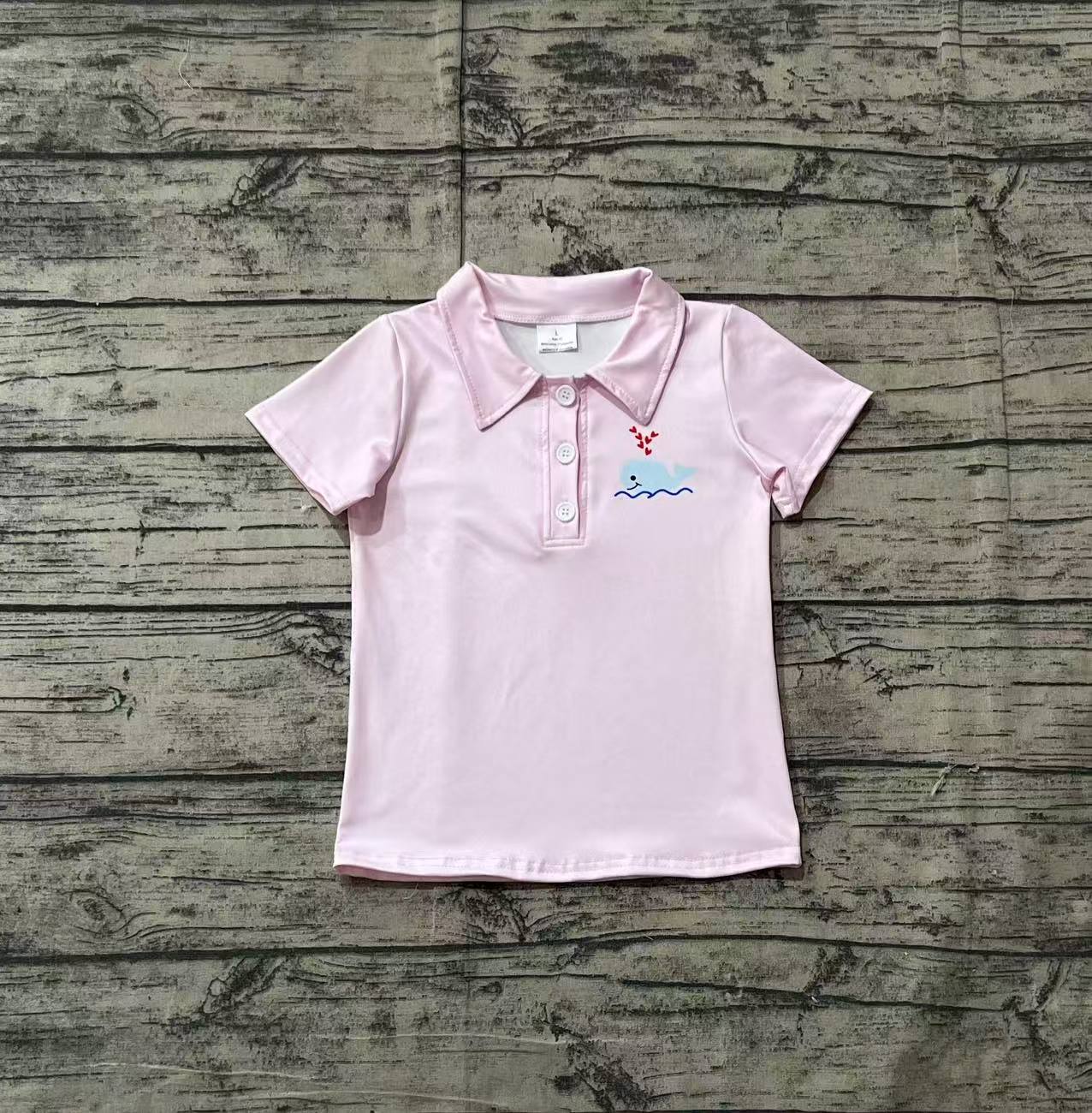 BT1105Short sleeves pink whale kids boys summer polo shirt