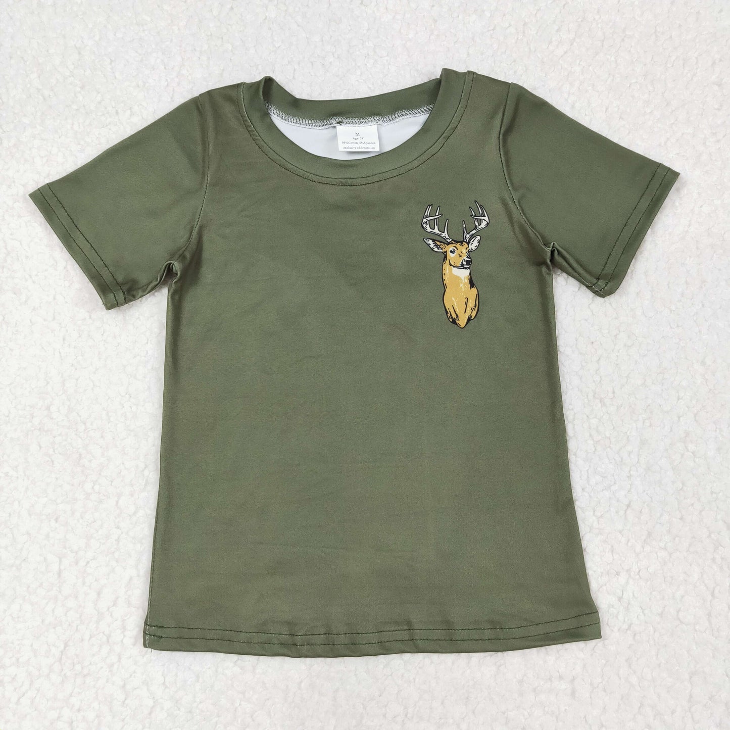 BT1148Baby Boys Green Deer Camo Short Sleeve Tee Shirts Tops