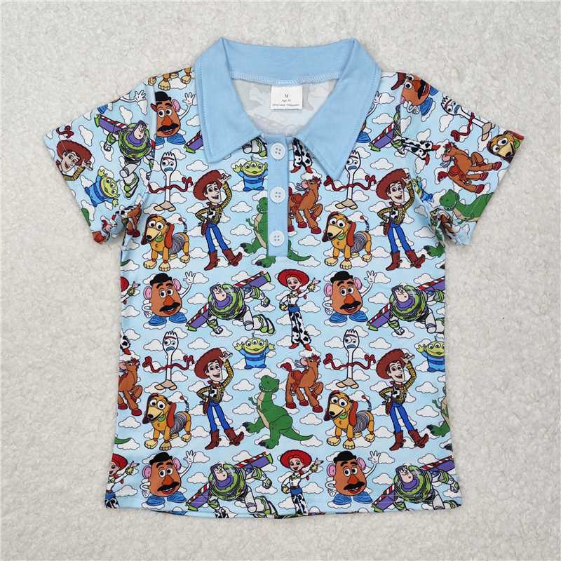 BT1158Baby Boys Toy Dogs Cartoon Short Sleeve Tee Shirts Tops