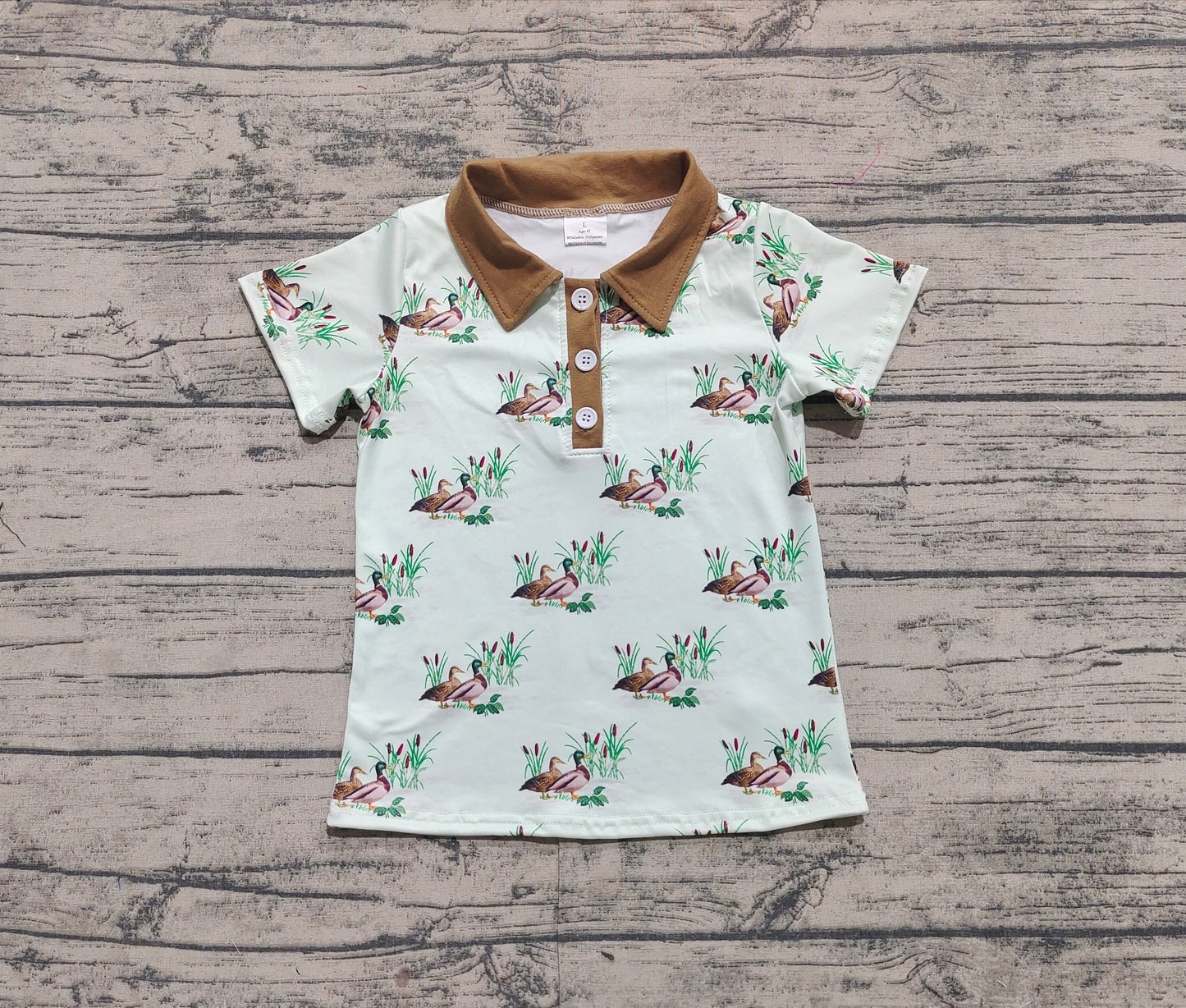 BT1174Kids Boys Short Sleeve Polo Shirt Duck Khaki Casual Summer Fashion for Children