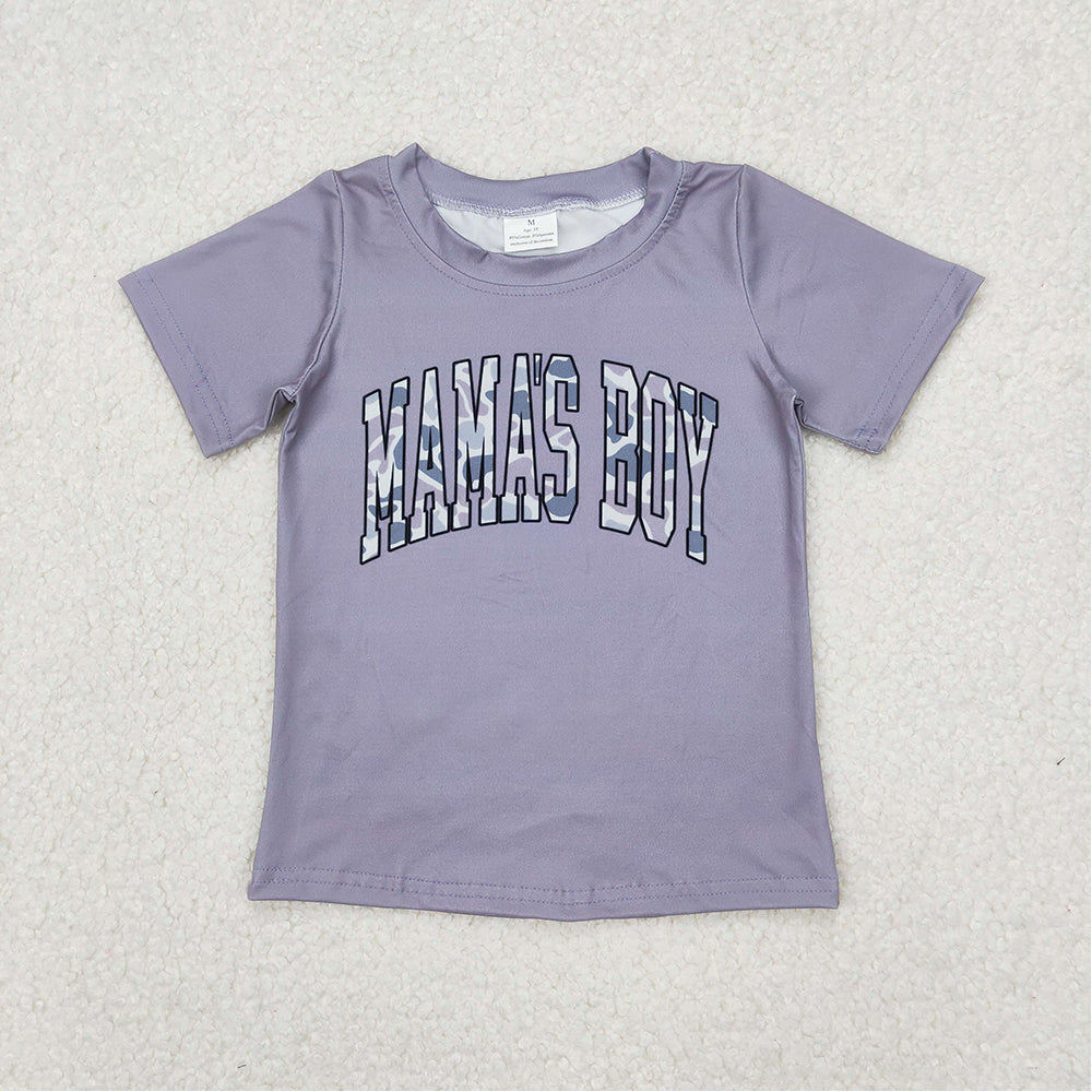 5.19 BT1187 RTS NO MOQ Short sleeves grey camo mama's boy children shirt