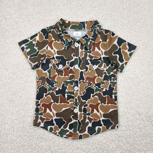 10.27 RST Sibling Baby Boys Western Camo Short Sleeves Button Pockets Shirts Tops