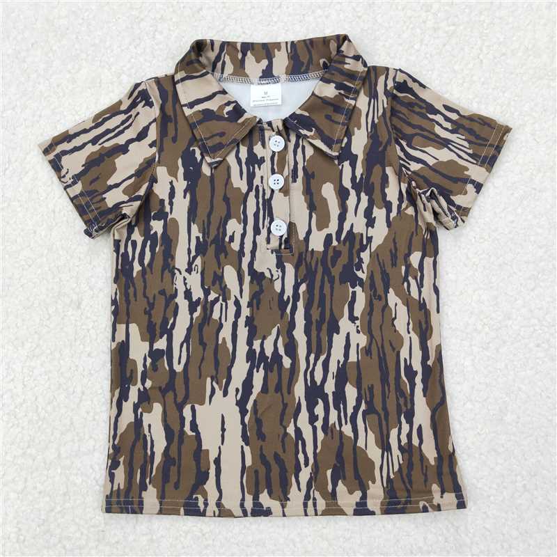 4.12 BT1207 RTS NO MOQ Bottomland camo short sleeves boys polo shirt