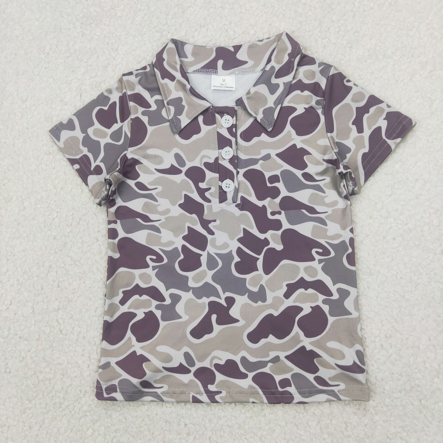 5.17 BT1211 RTS NO MOQ Baby Boys Summer Tops Baby Boys Grey Camo Short Sleeve Polo Shirt Top
