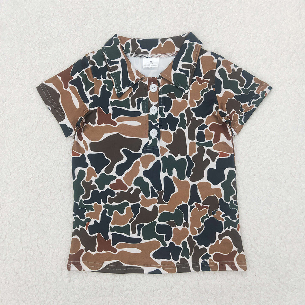 5.20 BT1213 RTS NO MOQ Baby Boys Summer Tops Short sleeves brown camo print kids boys polo shirt