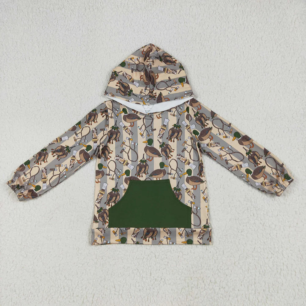 10.2 RTS Sibling Baby Boys Hunting Ducks Pocket Hoodies Tops
