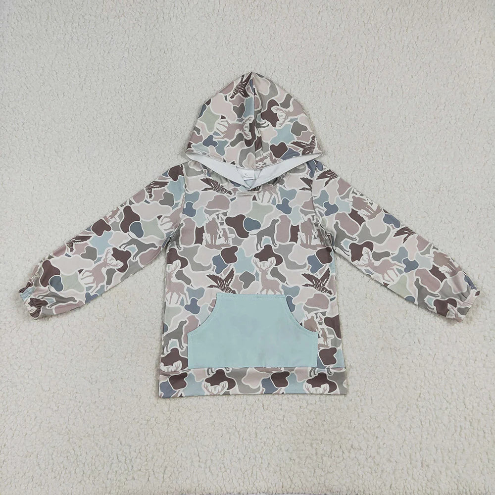 10.2 RTS Sibling Baby Boys Hunting Ducks Pocket Hoodies Tops