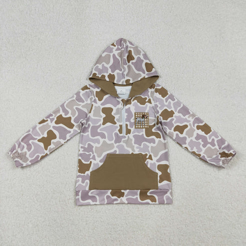 10.20 RST Sibling Baby Boys Girls Embroidery Dog Duck Camo Pocket Zipper Hunting Hoodies Top