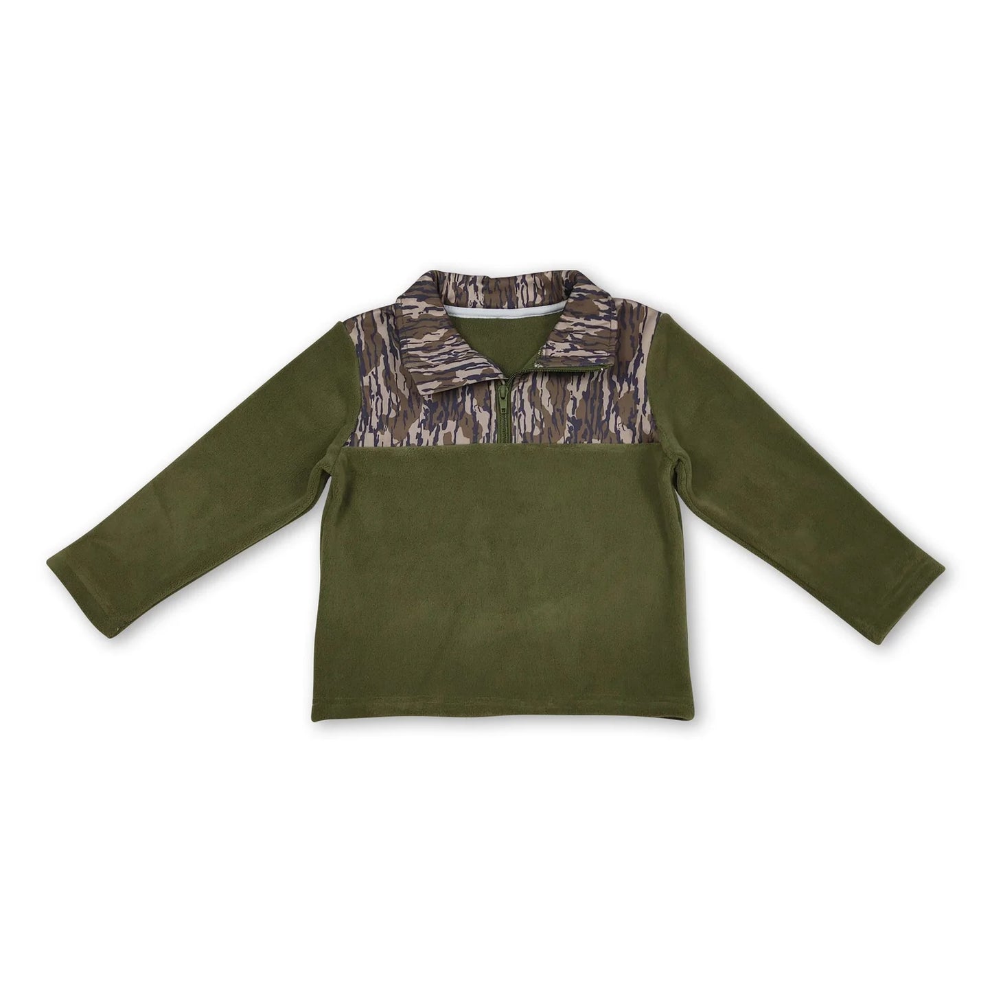 10.16 RTS Sibling Baby Boys Girls Long Sleeve Bows Camo Zipper Pullover Sherpa Tops