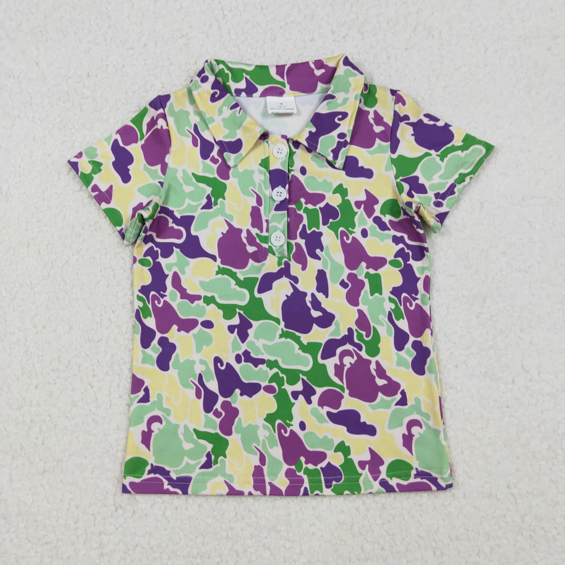 10.23 RTS Sibling Baby Boys Mardigras Camo Pant Pajamas Sets Two Way Zip Convertible Rompers Polo Shirts Top