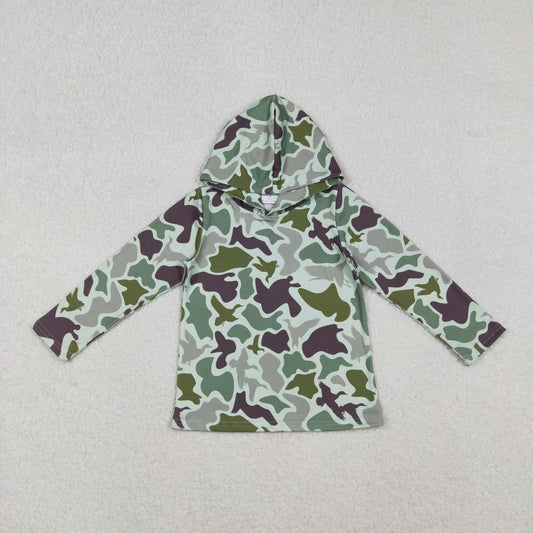 10.23 RTS NO MOQ (In stock)BT1374 Baby Boys Green Ducks Camo Hanting Hoodies Top