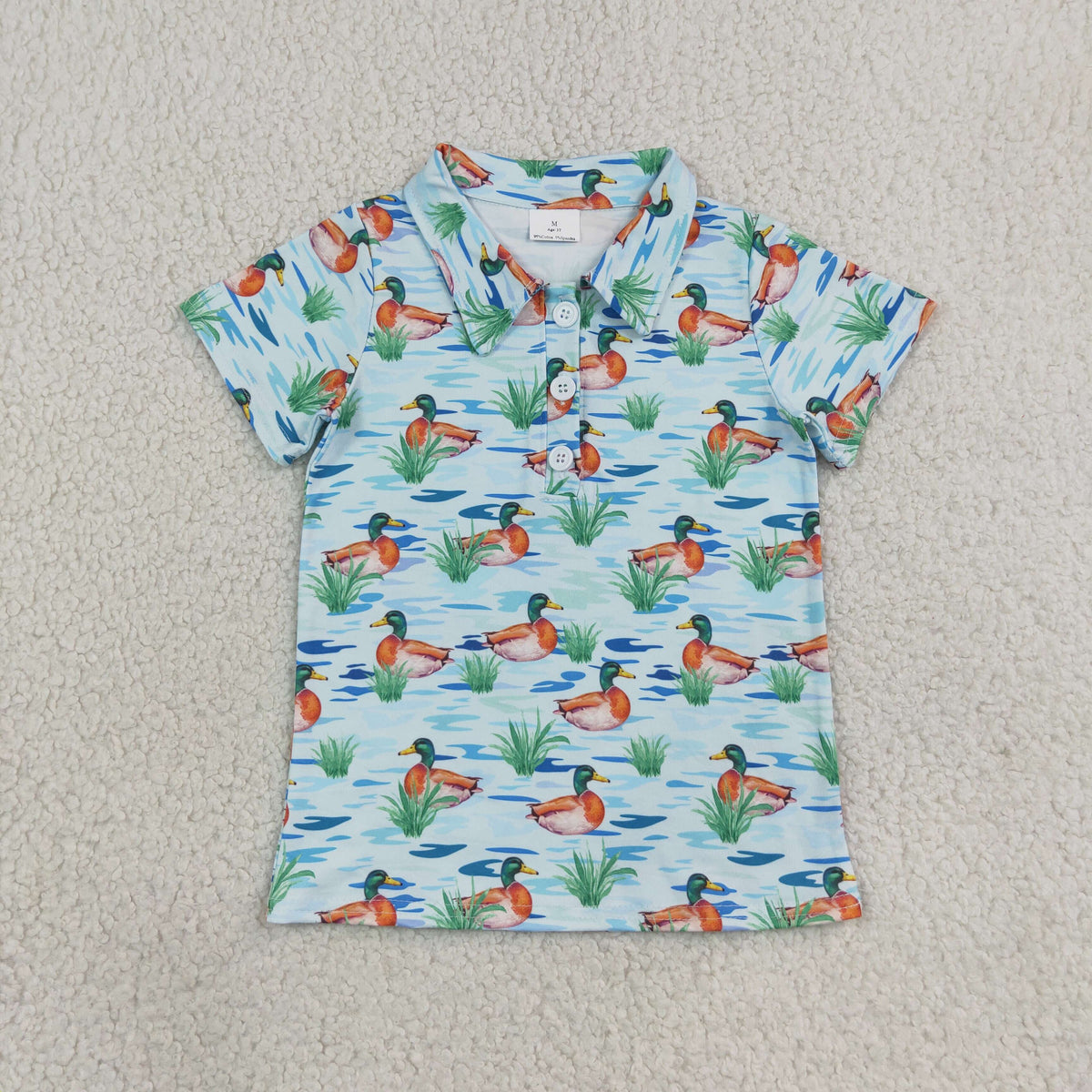 RTS NO MOQ (In stock)milk silk BT1381 Polos For Kids Boys Short Sleeve Ducks Button Polo Shirts Top
