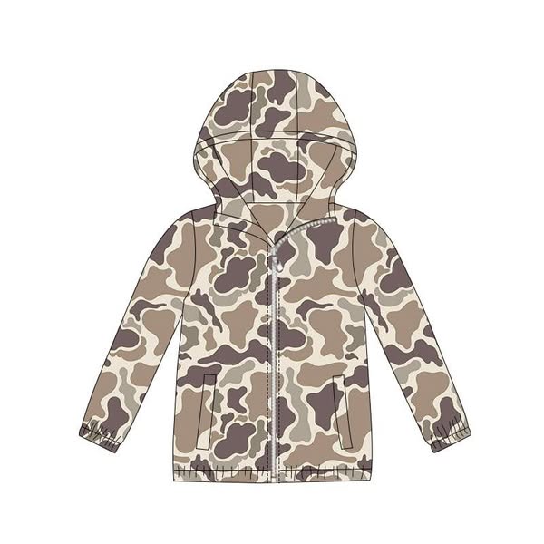 10.20 BT1413 Pre order No Moq Baby Boys Khaki Camo Pockets Zipper Southern Hoodies Jackets