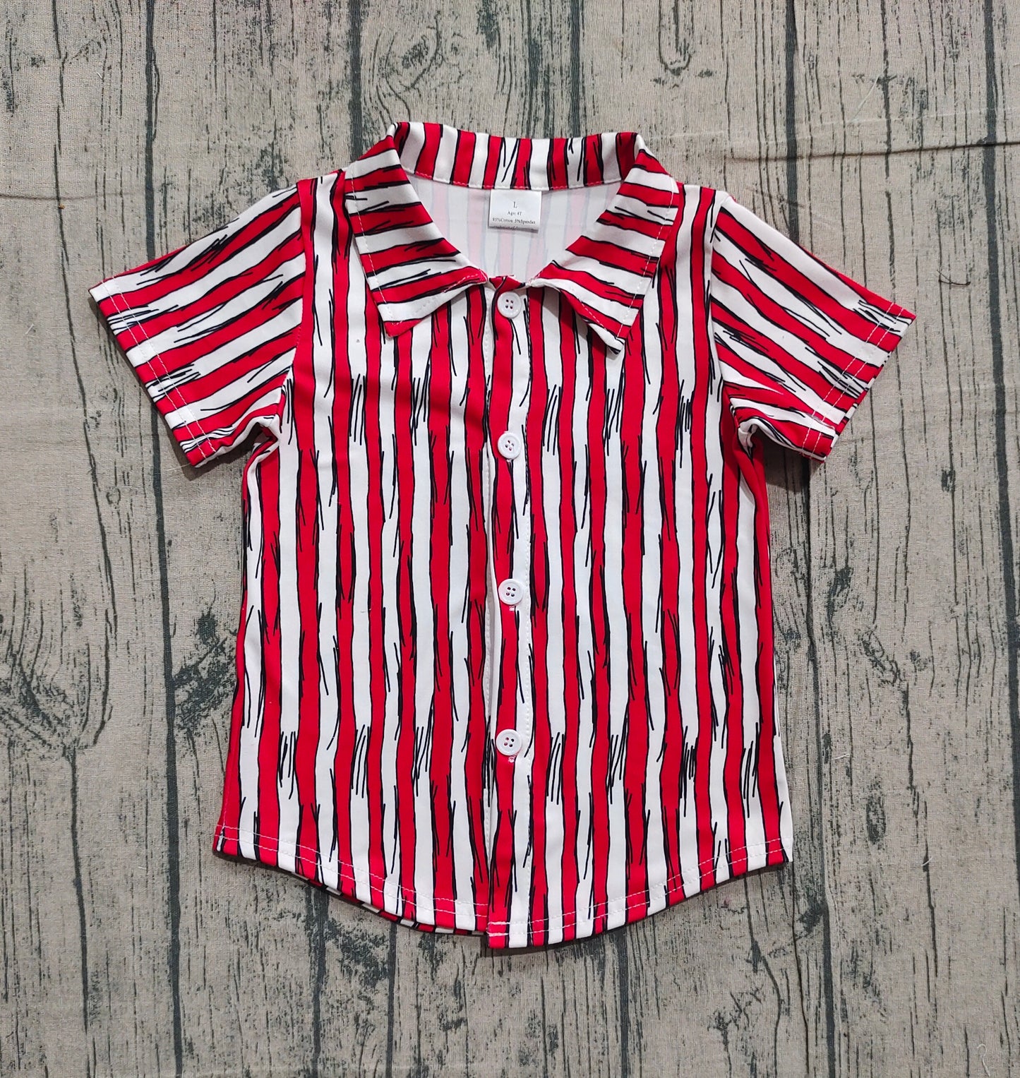 11.5 BT1462 Sample No Moq Baby Boys Red Stripe Button Shirts Top