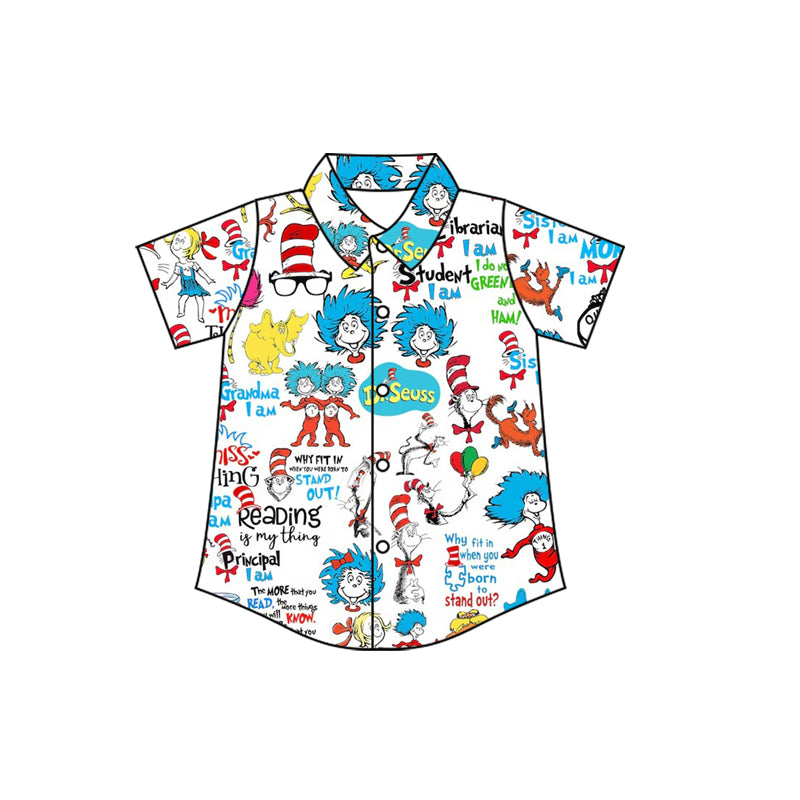10.23 (Pre Order) No moq BT1464 PRE-ORDER Baby Boys Mr Reading Button Shirts Top