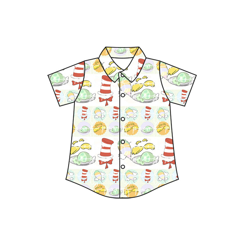 10.23 (Pre Order) No moq BT1465 PRE-ORDER Baby Boys Mr Reading Button Shirts Top