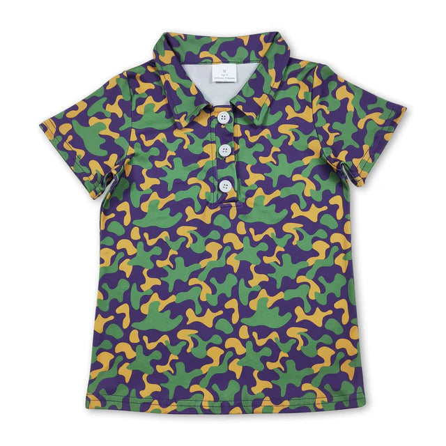 RTS Sibling Baby boys Short Sleeve Southern Hunting Camo Button Polo Shirts Top
