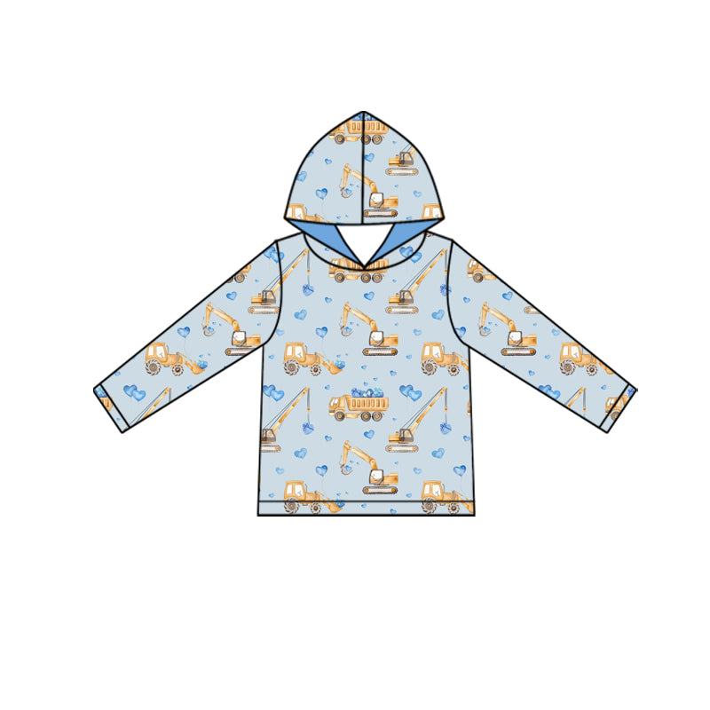 11.6 BT1509 Pre order No Moq Baby Boys Blue Hearts Excavators Valentine Hoodies Top